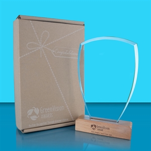 GreenVision Briar Jade Curved Glass Award - AFG016 with free eco friendly presentation box