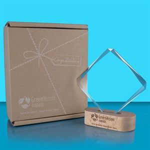 GreenVision Evora Jade Diamond Glass Award - AFG020 with free eco friendly presentation box