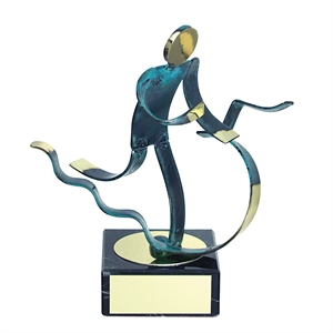 Triathlon Blue Figure Handmade Metal Trophy - 600 TH