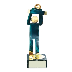 Volleyball Blue Figure Handmade Metal Trophy - 600 VO