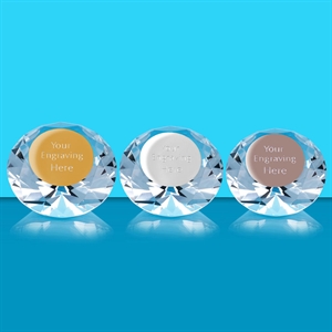 Diana Diamond Crystal Paperweight Engraved Plate - AFG010P in 3 colours