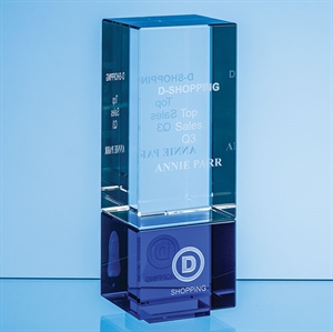 Clear & Cobalt Blue Optical Crystal Berkley Column Award - FC229