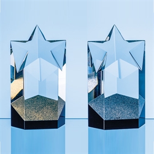 Sparkling Optical Crystal Star Column Award - Gold or Silver