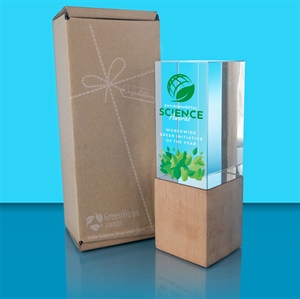 GreenVision Linnea Column Clear Glass Award Colour Printing - AFG019/Clr with free eco friendly presentation box