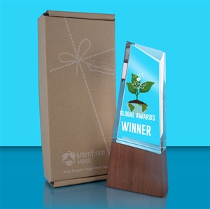 GreenVision Waverly Obelisk Clear Crystal Award Colour Printing - AFG021/ Clr with eco friendly presentation box