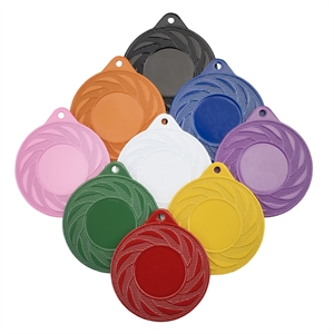 Pack of 100 Radial Colour Medals with Ribbons and Logo Inserts (50mm) - M9312COLOUR/SET100 in 9 colours