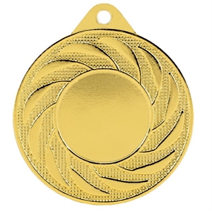 Pack of 100 Radial Medals with Ribbons and Logo Inserts (50mm) - M9312/SET100 Gold