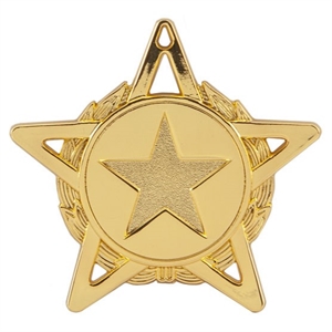 Pack of 100 Hope Star Medals with Ribbons &  Logo Inserts (50mm) - AM860/SET100 Gold