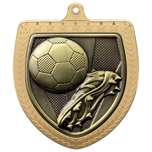 Cobra Football Boot & Ball Shield Medal (75mm) - MM24195G - Gold