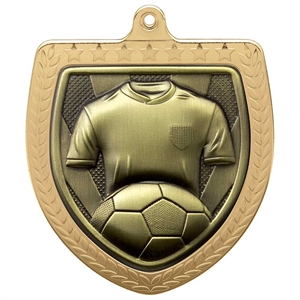 Cobra Football Shirt & Ball Shield Medal (75mm) - MM24206G Gold