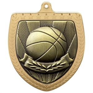 Cobra Basketball Shield Medal (75mm) - MM24196G Gold