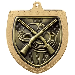 Cobra Clay Pigeon Shooting Shield Medal (75mm) - MM24215G Gold