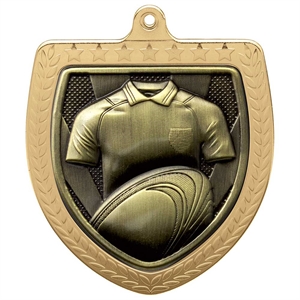 Cobra Rugby Shield Medal (75mm) - MM24207G Gold