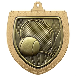 Cobra Tennis Shield Medal (75mm) - MM24222G Gold