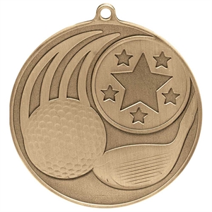 Iconic Golf Medal (55mm) - MM24258G Antique Gold