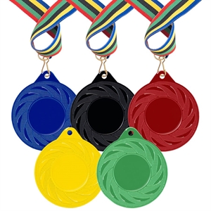 Five Ring Colour Medal with Ribbon & Logo Insert Minimum 100 - M9312RINGS/MOQ100